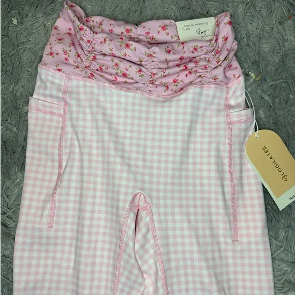 Blogilates Women’s Ruched Waist Leggings - Pink Gingham Size Medium NWT - Picture 6 of 10